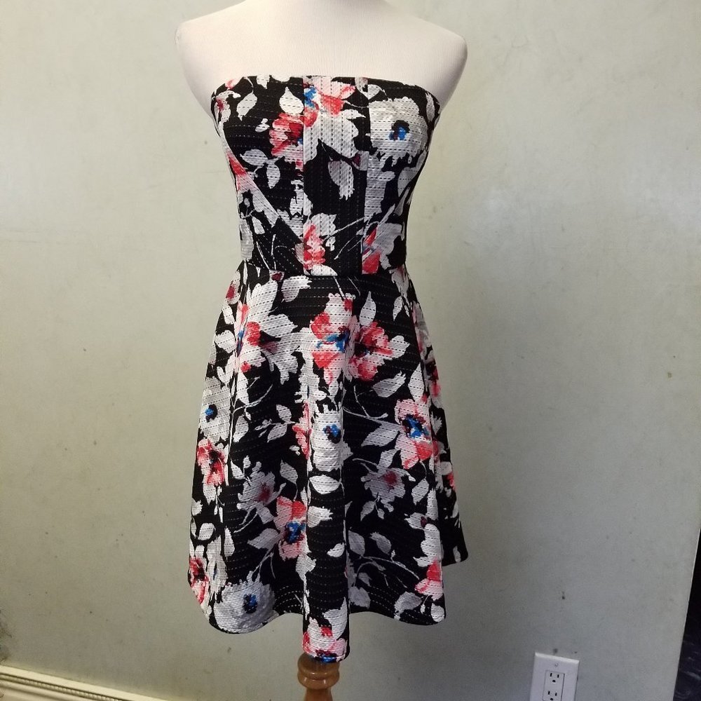 Express floral tube top mini tropical dress women's size 2  (Y18)